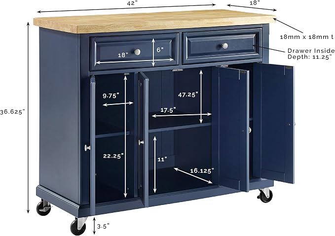 Crosley Furniture Madison Madison Rolling Kitchen Island Cart, Microwave Stand - Image 5