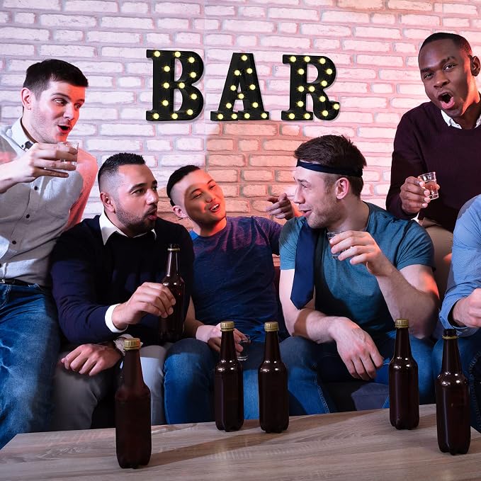 Mudder 3 Pcs Bar Sign for Home Bar Accessories Light Up LED Letter Decor Word - Image 7