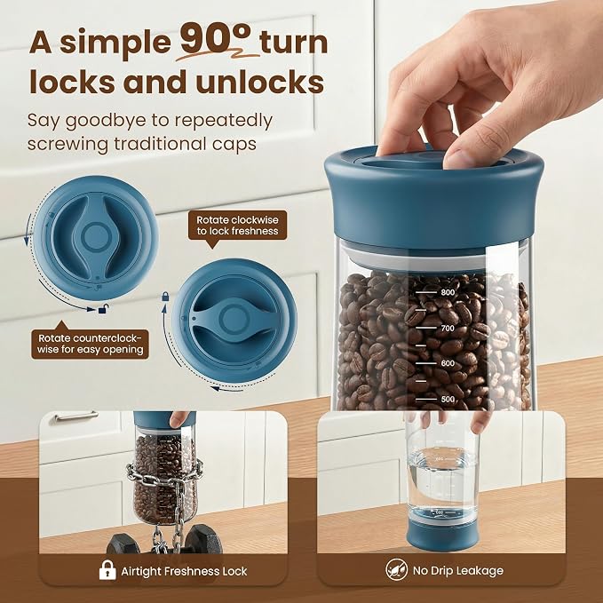 OURCABECUE 2026 Upgrade Wide Mouth Glass Storage Jars 27 oz, 90° Rotating - Image 2