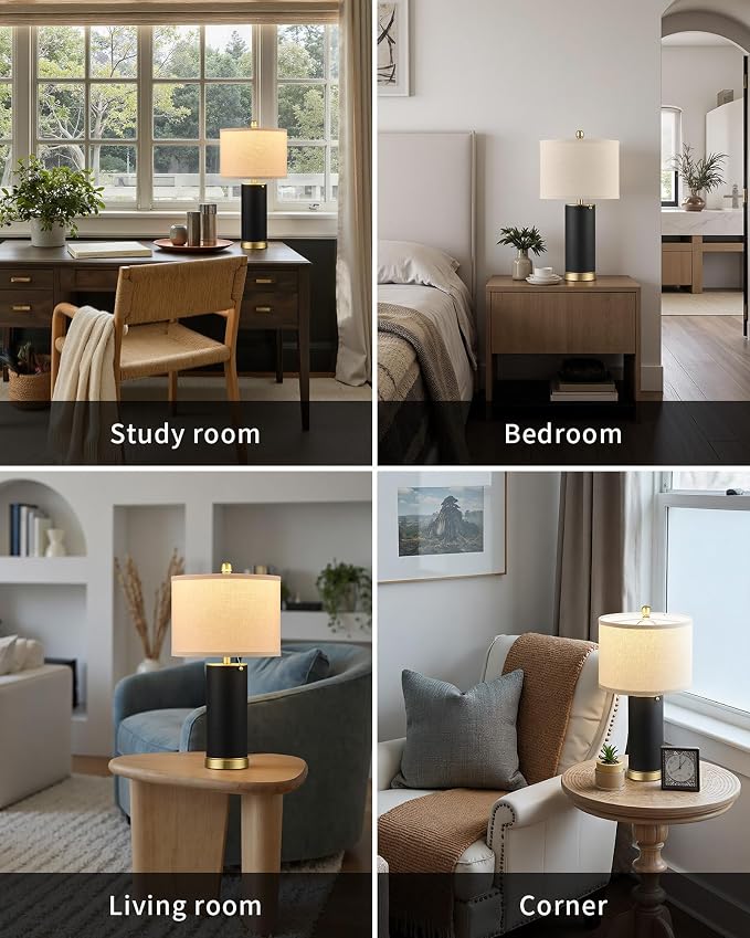 KDG 23.4" Black PU Leather Table Lamps - Image 6