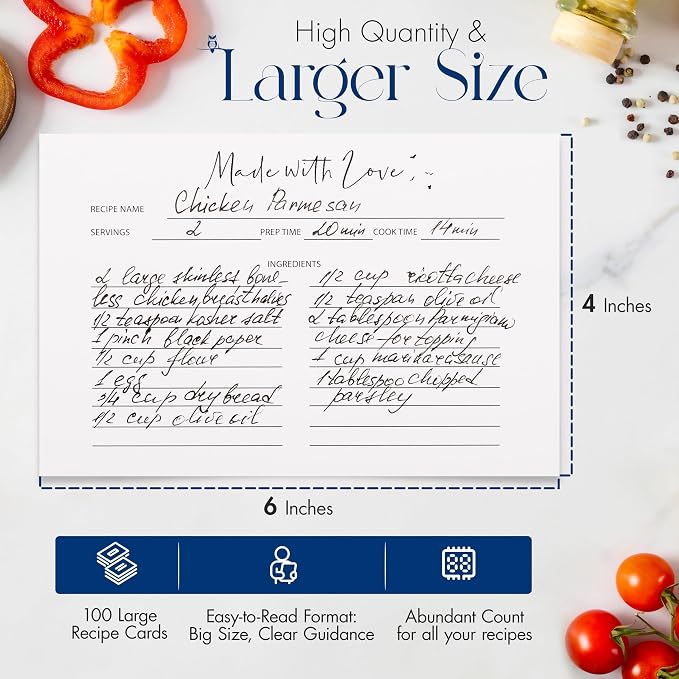 100 Pack | Blank 4x6 Recipe Cards | Double Sided Recipe Cards - Image 4