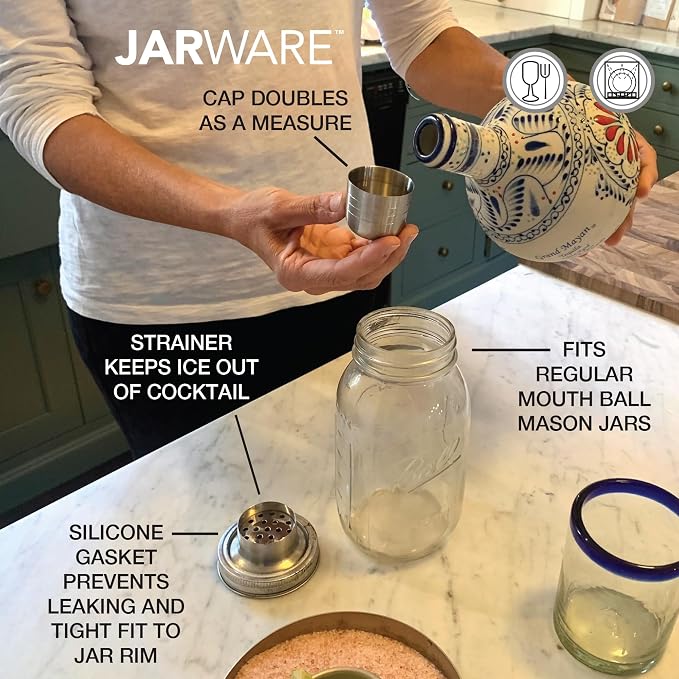 Jarware Mason Jar Cocktail Shaker Lid - Image 8