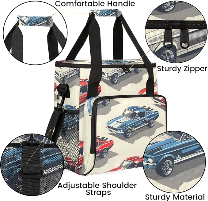 American Racing Car Coffee Maker Carring Bag, Large Insulated Storage Organizer - Image 6