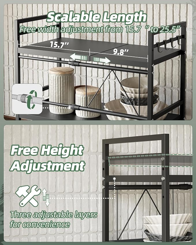 NETEL Expandable Microwave Stand, 3 Tier Metal Kitchen Countertop Organizer - Image 7