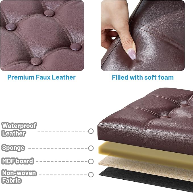 Bsketa Storage Ottoman Foot Rest Stool, Small Leather Storage Ottomans Bench - Image 6