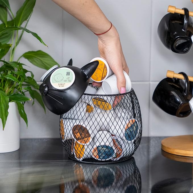Made Easy Kit Cat Coffee Pod Holder Basket – Metal K-Cup Organizer - Image 6