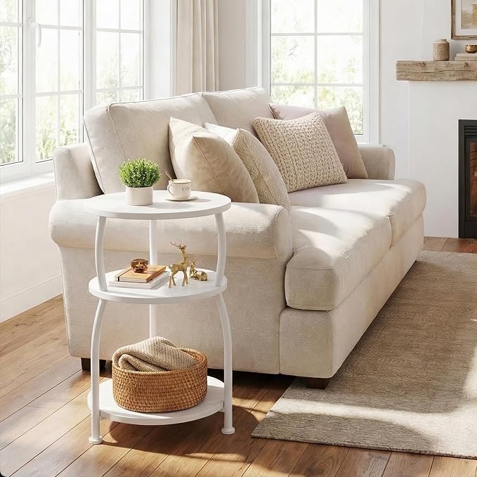 Round Side Table, 3-Tier End Table - Image 2