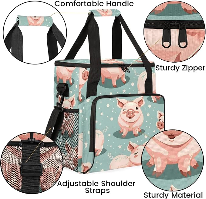 Pig Coffee Maker Carring Bag, Large Insulated Storage Organizer Case Tote Bags - Image 6