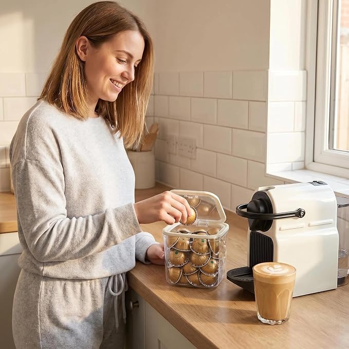 Clear Coffee Pod Holder with Lid, Coffee Pods Storage - Image 2