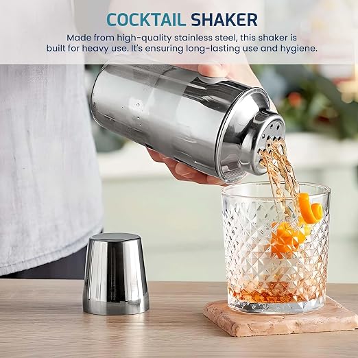 OCS Parts 3-Piece Stainless Steel Cocktail Shaker | 12-Ounce | Makes Perfect - Image 3