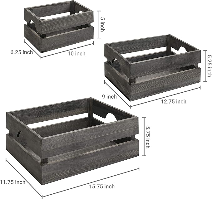 MyGift Rustic Gray Solid Wood Storage Organizer Box - Image 4