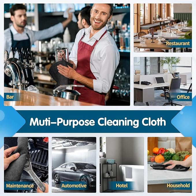 FIXSMITH Black Microfiber Cleaning Cloth -Pack of 24, Highly Absorbent Cleaning - Image 7