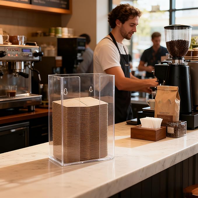 Coffee Cup Sleeve Organizer Rack-Acrylic Coffee Collar Holder Storage - Image 5