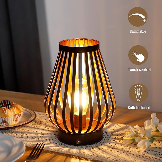 JHY DESIGN Set of 2 Dimmable Touch Bedside Table Lamp 8.5''H Rechargeable - Image 2