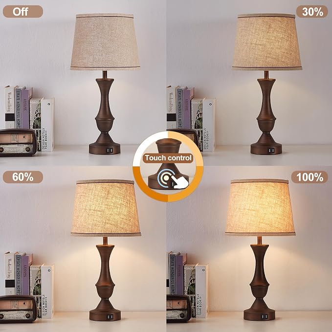 Luvkczc Touch Table Lamps Set of 2, Dimmable Table Lamp, Nightstand Lamps - Image 2