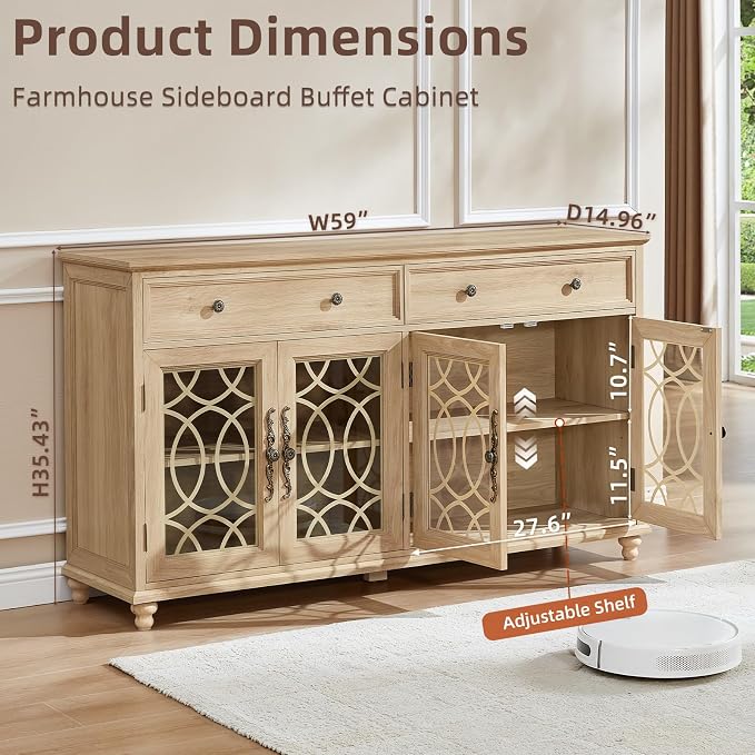 Joaxswe Large Sideboard Buffet Cabinet - Image 2