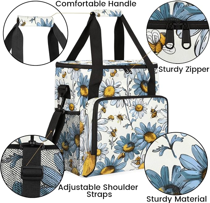 Daisy Bee Coffee Maker Carring Bag, Large Insulated Storage Organizer Case Tote - Image 6