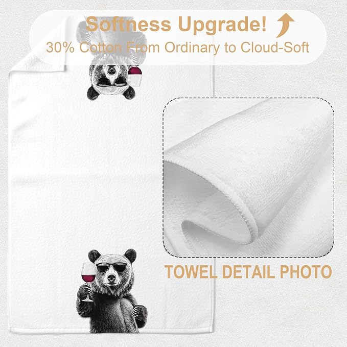 Funny Bear Wine Kitchen Towels, Bar Towel - Image 2