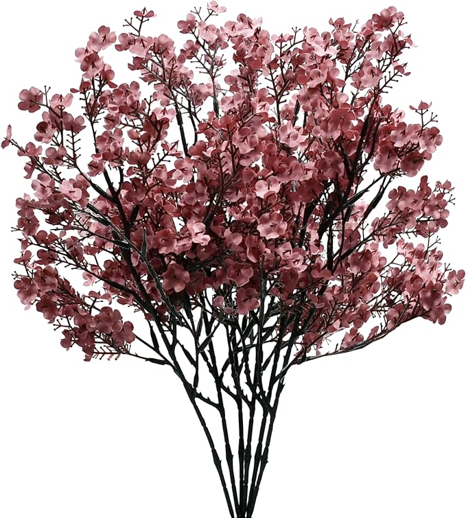 Mandy's 6 Bundles Artificial Mauve Baby’s Breath Flowers | 18.5 Inch Silk by Mandys