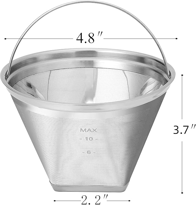Reusable #4 Cone Shape Coffee Filter Permanent 6-10 Cup Stainless Steel Coffee - Image 3