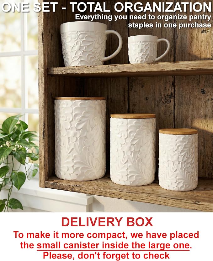 Engraved Design Kitchen Canisters Set of 3 - Image 7