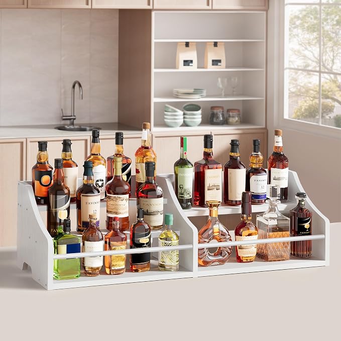 5 Tier Countertop Liquor Bottle Display Shelf Organizer, Retro Tabletop Wine - Image 4