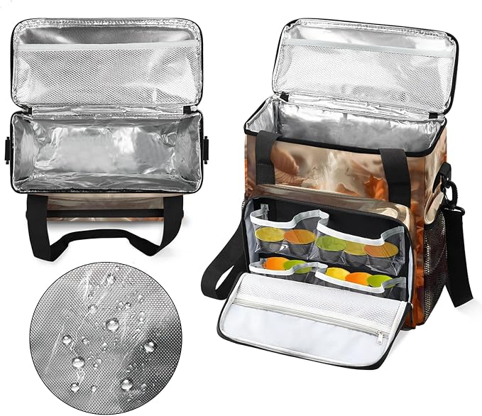 Coffee Themed Coffee Maker Carring Bag, Large Insulated Storage Organizer Case - Image 3