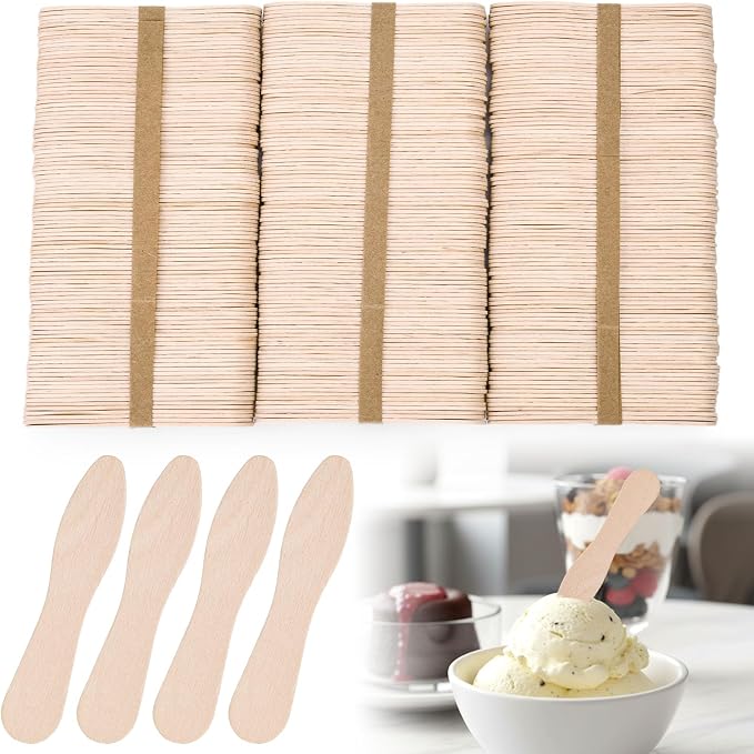 HANSGO 300PCS Small Wooden Spoons, Mini Single-Use Dessert Tasting Spoons by HansGo