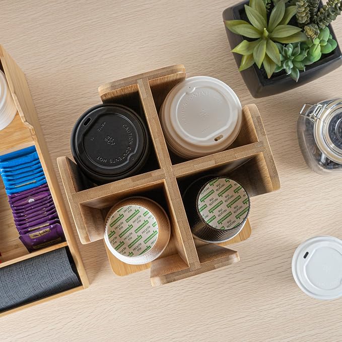 Restaurantware Restpresso 9 x 18 Inch Coffee Cup and Lid Organizer 1 Revolving - Image 12