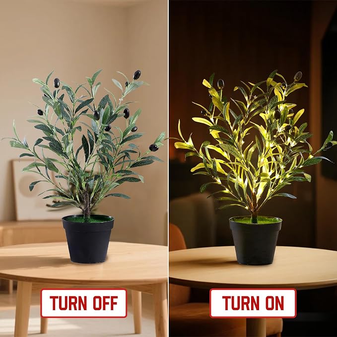 Artificial Olive Tree Lamp, Faux Olive Tree and Fruits Artificial Plant - Image 4