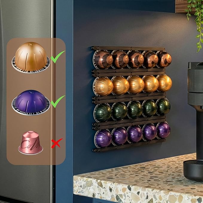 Adhesive Coffee Pod Holder for Nespresso VertuoLine, Holds 20 Capsules - Image 2