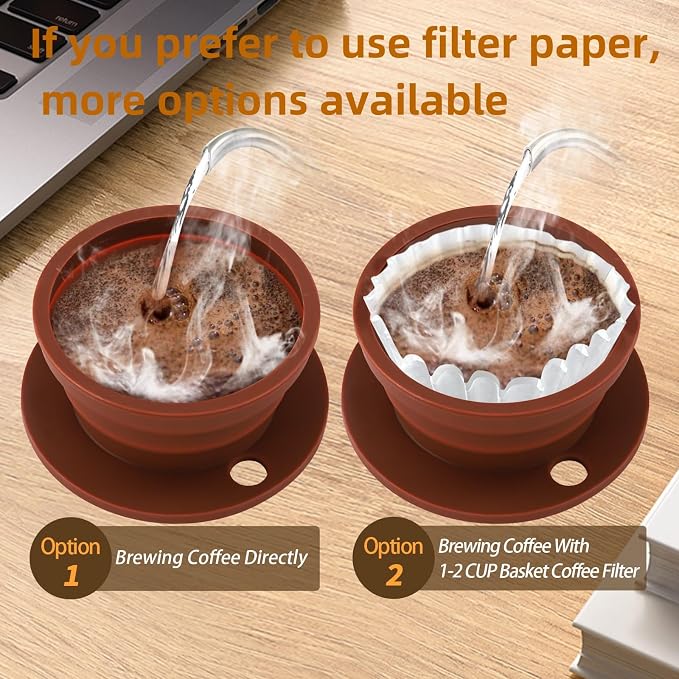 2-Packs Travel Collapsible Paperless Pour Over Coffee Dripper Kit - Image 9