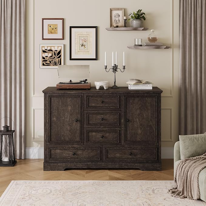 GarveeHome 47" Farmhouse Sideboard Buffet Cabinet, Sideboard Storage credenza - Image 7