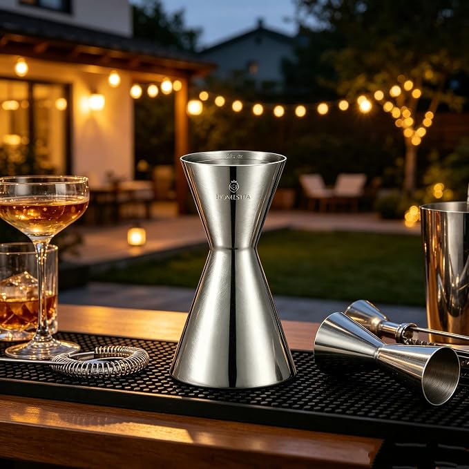 Homestia Stainless Steel Double Jigger, 1 oz to 2 oz Cocktail Measuring Cup - Image 8