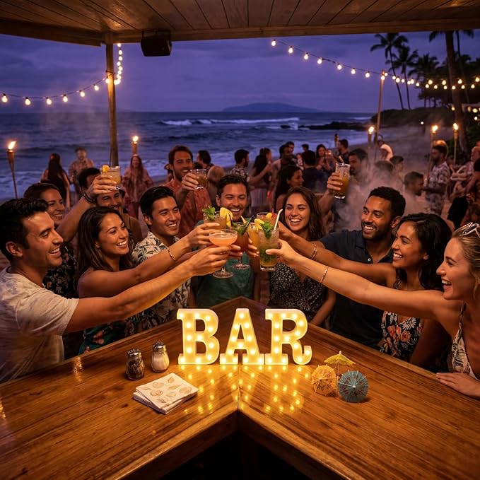 Mudder 3 Pcs Bar Sign for Home Bar Accessories Light Up LED Letter Decor Word - Image 6