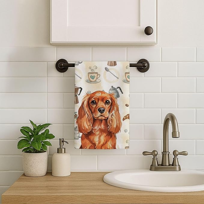 Caroline's Treasures Ruby English Toy Spaniel Coffee Bar Kitchen Towel Velour - Image 7