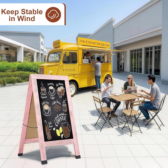 Wood Magnetic A-Frame Chalkboard Signs, Double-Sided Sidewalk Blackboard - Image 6