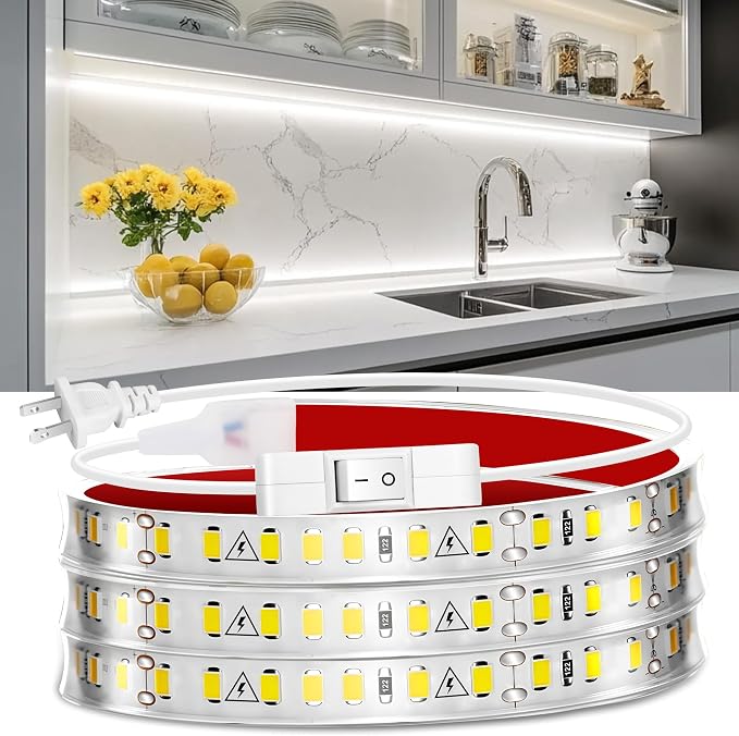maylit Under Cabinet Strip Lighting Plug in 48in, Ultra Bright Small LED Light by maylit