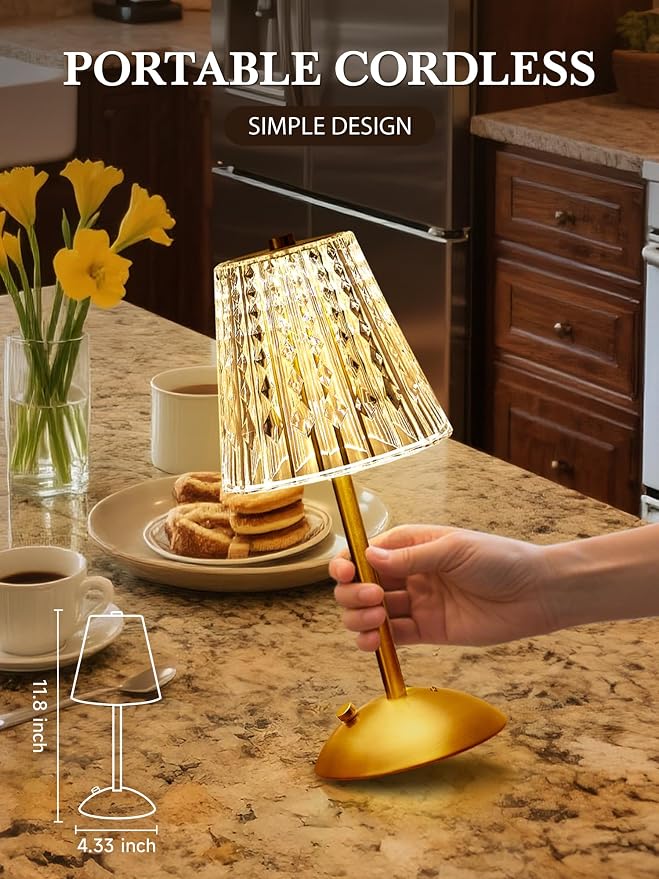 Upgraded Nightstand Lamps Set of 2, 3 Colors Dimmable Crystal Table Lamp Gold - Image 3