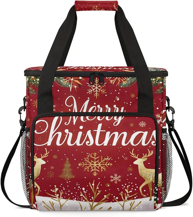 Christmas Themed Coffee Maker Carring Bag, Large Insulated Storage Organizer by Home