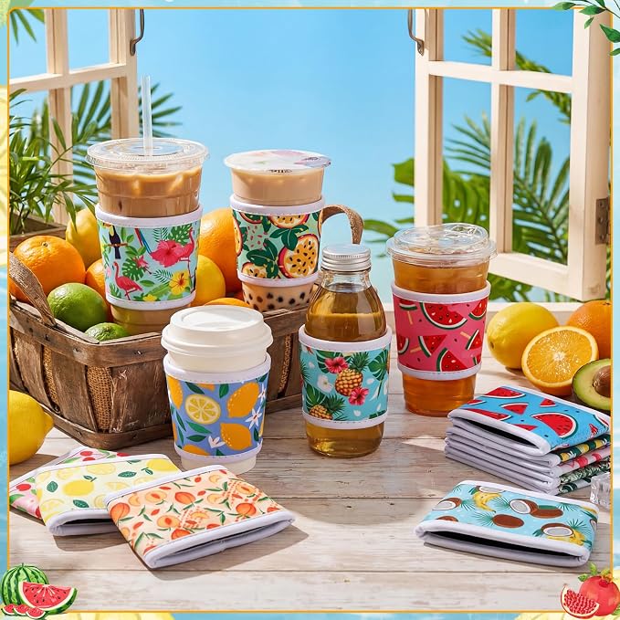 Potchen 16 Pack Reusable Iced Coffee Cup Sleeves Neoprene Insulated Drink Cup - Image 5