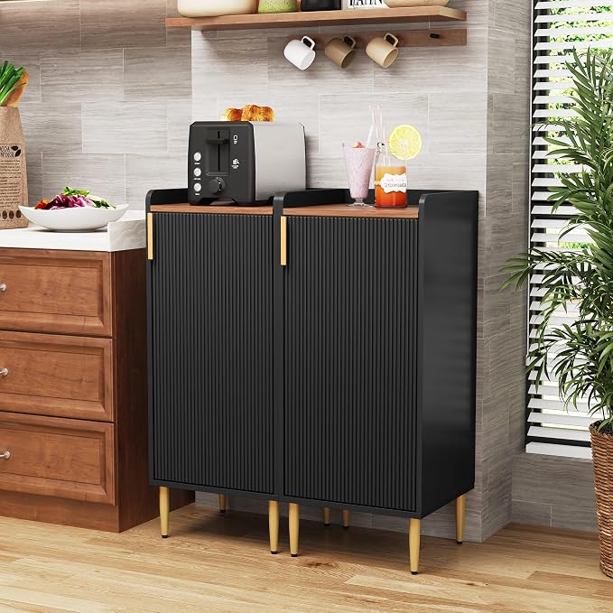 ARTPOWER Mini Bar Cabinet for Apartment, Fluted Wine Bar Cart - Image 5