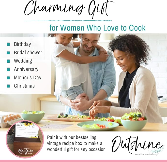 Outshine Recipe Cards| 50 Blank Recipe Cards | Double Sided Thick Card Stock - Image 5