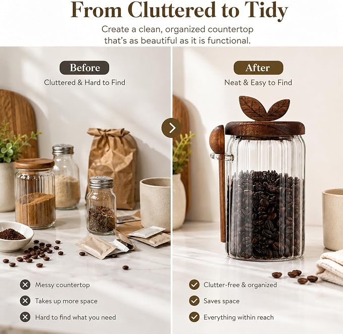 Airtight Coffee Canister, Acacia Coffee Grounds Container - Image 8
