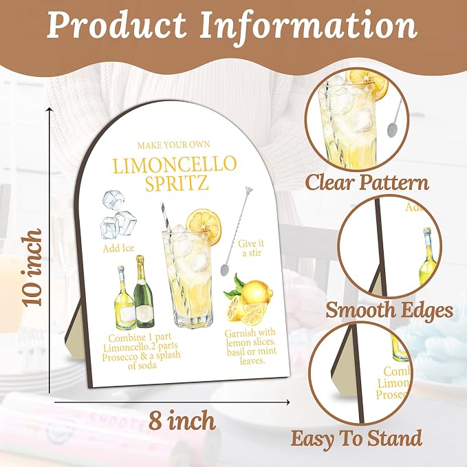Limoncello Spritz Bar Sign, Cocktail Bar Recipe Sign - Image 2