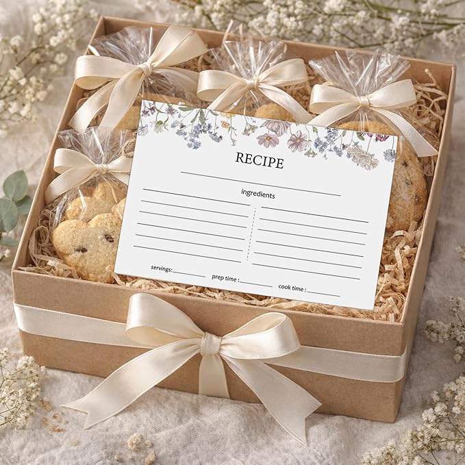 100 Pieces 4x6 Recipe Cards for Wildflower Bridal Shower Weeding Christmas - Image 6