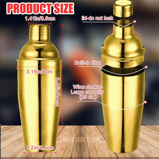 Nitial 6 Pcs Bar Cocktail Shaker Professional Stainless Steel Martini Drink - Image 2