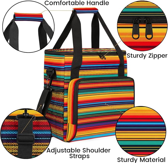 Mexican Abstract Vintage Aztec Lines Coffee Maker Carring Bag, Large Insulated - Image 6