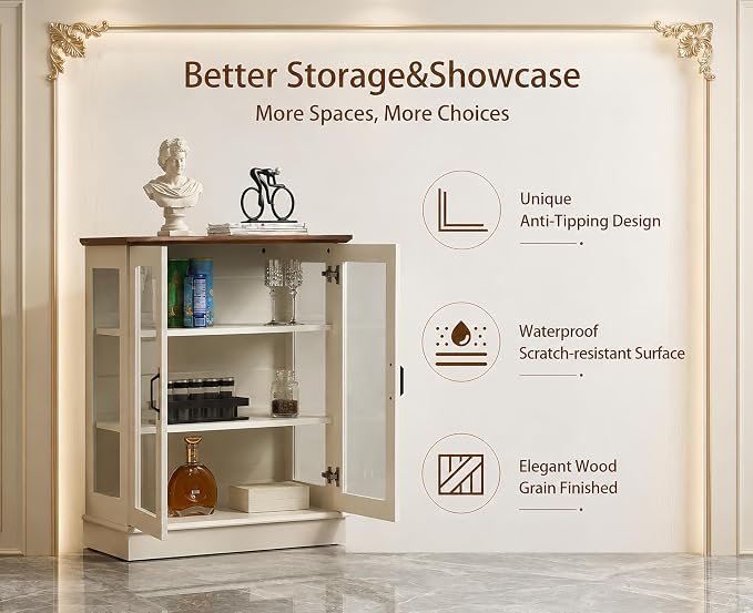 FOREST GRAVITY 31.5'' Small Display Buffet Cabinet - Image 4