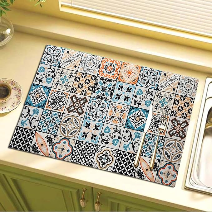 Mandala Boho Dish Drying Mats For Kitchen Counter Dryer Coffee Maker Bar Mat - Image 6